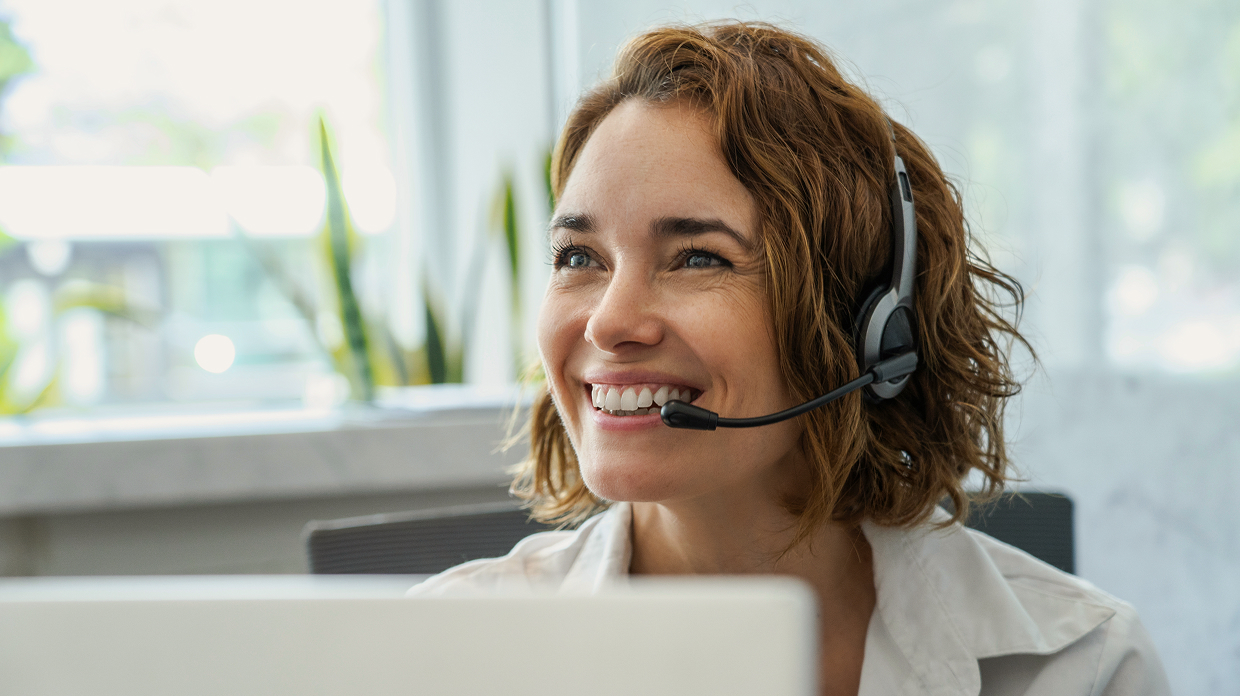 Female receptionist answering call